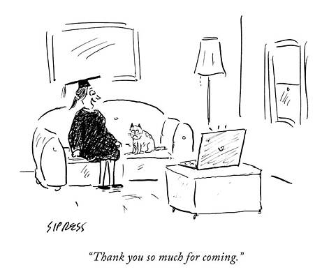 Remote Wall Art featuring the drawing Thank You So Much For Coming by David Sipress