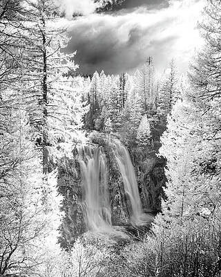 Majestic Wall Art featuring the photograph Burney Falls - The 8th Wonder - Infrared - Vertical by Mike Lee