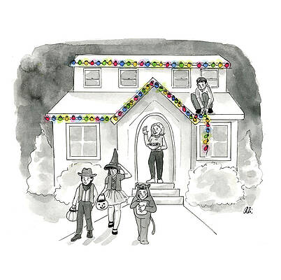 Lighting Wall Art featuring the drawing The Actual First Day Of Christmas by Ali Solomon