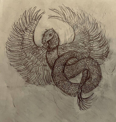 Wall Art featuring the drawing The All Knowing Creature by Susan Orosz