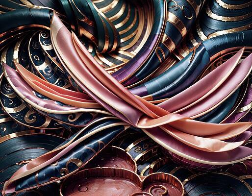 Elegant Abstract Ribbon Composition Wall Art