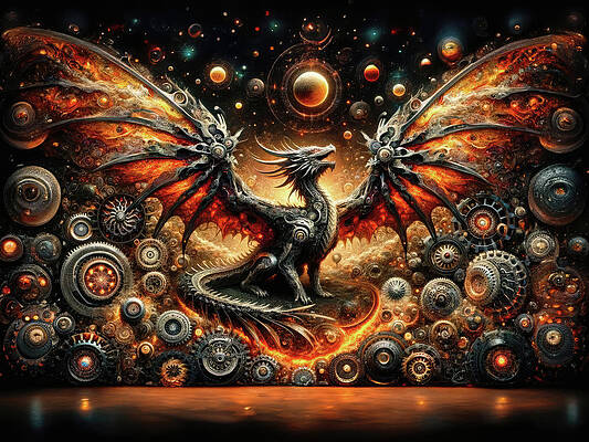 Digital Art - The Automaton Dragon by Bill And Linda Tiepelman