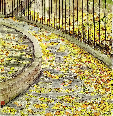 Wall Art featuring the painting The Autumn In Caledonian Estate  Islington London by Francisco Gutierrez