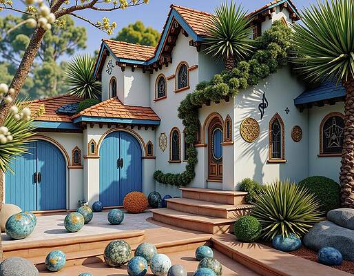 Whimsical Digital Art - The Ball Maker's Yard by Eris And AI