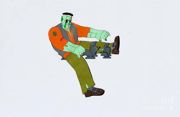 Paul Mccartney Wall Art featuring the digital art The Beatles - An Original Animation Cel Of John Lennon As Frankenstein From Yellow Submarine by Antonios Valamontes