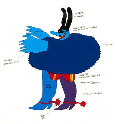 The Beatles Wall Art featuring the digital art The Beatles - An Original Animation Master Cel Of A Blue Meanie From Yellow Submarine by Antonios Valamontes