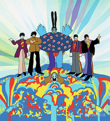 London Digital Art - The Beatles And The Chief Blue Meanie by Antonios Valamontes