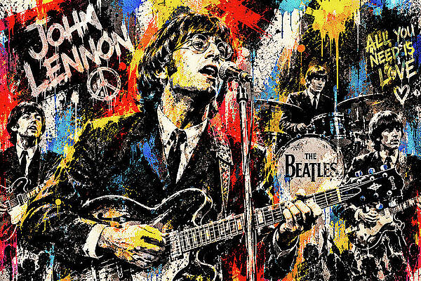 The Beatles Vibrant Portrait by Gradify Creations