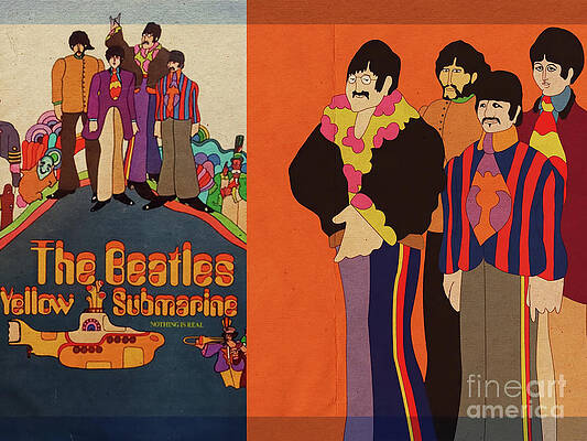 Paul Mccartney Wall Art featuring the digital art The Beatles - Yellow Submarine - Album Cover by Antonios Valamontes