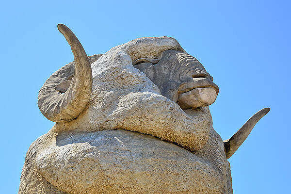 Giant Ram Sculpture against Blue Sky Wall Art