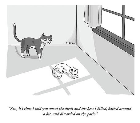 Bee Wall Art featuring the drawing The Birds And The Bees Talk by Ellie Black