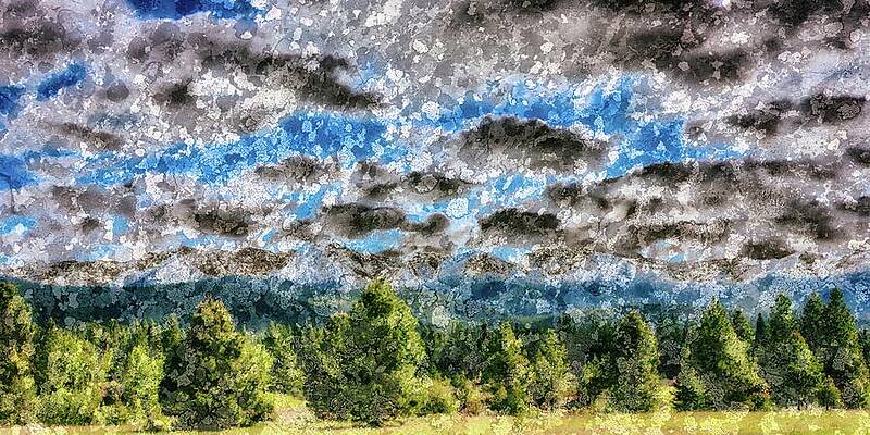 Wall Art featuring the digital art The Blue Mountains With Lichen Texture by Bruce Block