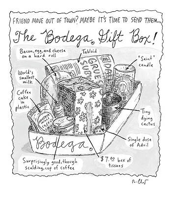 Candle Wall Art featuring the drawing The Bodega Gift Box by Roz Chast