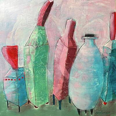 Painting - The Bottle Family Out For A Stroll by Beth Hanson