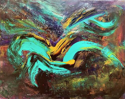 Abstract Wall Art featuring the painting The Breath He Left Behind by Rodney Frederickson