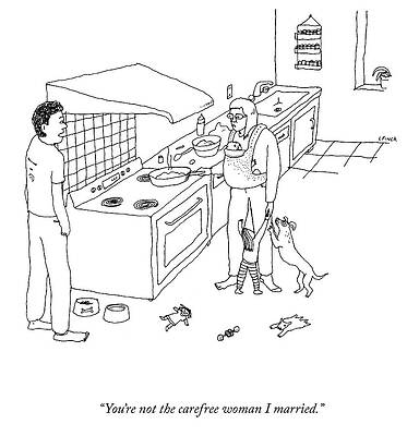 Cooking Drawing - The Carefree Woman I Married by Liana Finck