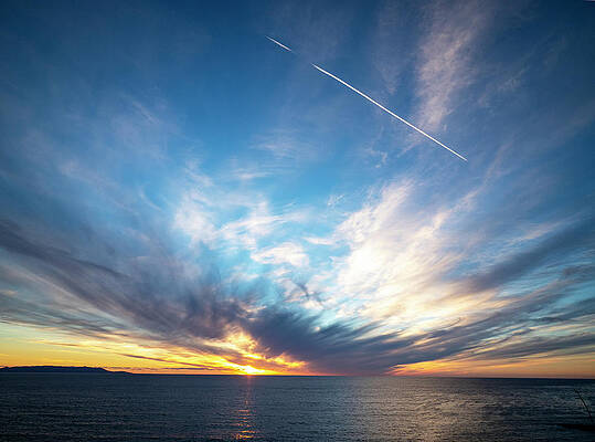 Wall Art featuring the photograph The Channel, Clouds, Contrails And Cold by Joe Schofield