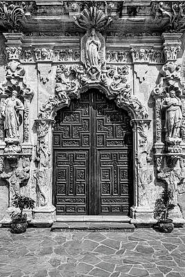Symbolic Wall Art featuring the photograph The Church Door In Black And White by Kelley King