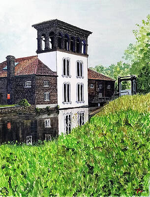 Wall Art featuring the painting The Coopermill Pump House  Wetlands  London UK by Francisco Gutierrez
