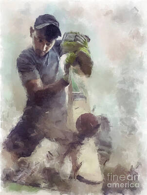 Wall Art featuring the painting The Cricket Player by Gary Arnold