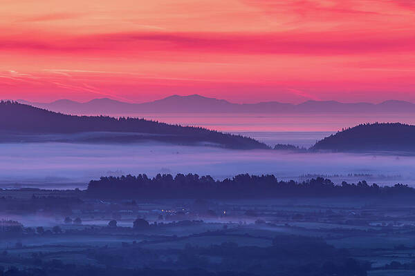 Sunset Photograph - The Devil's Glen, Wicklow And Welsh Mountains by Adrian Hendroff