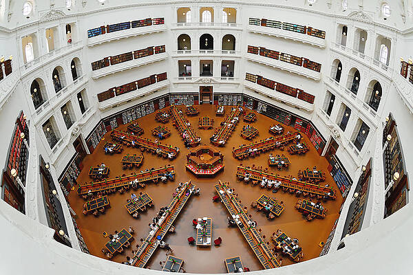 Architecture Wall Art featuring the photograph From The Top - State Library Of Victoria by KJ Swan