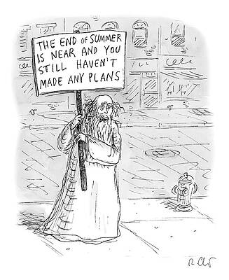 Near Wall Art featuring the drawing The End Of Summer Is Near by Roz Chast