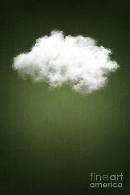 Floating White Cloud on Green Background Digital Art