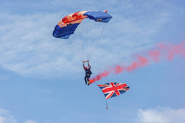 Skydiver with Union Jack Parachute Photograph