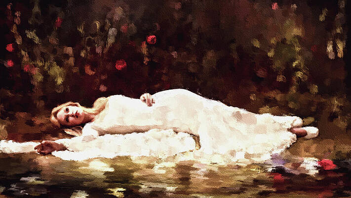 Woman Lying in a Garden Digital Art