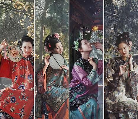 Emotional Wall Art featuring the painting The Fragrance Of Books In Jinling by Mingyue Wang