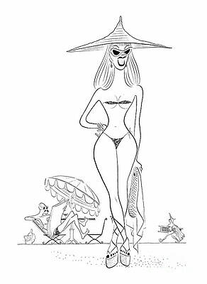 Caricature Wall Art featuring the drawing The French Bathing Suit by Al Hirschfeld