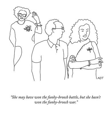 Battle Wall Art featuring the drawing The Funky Brooch Battle by Adam Douglas Thompson