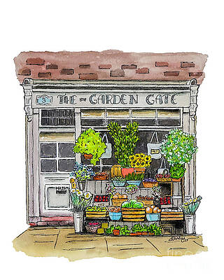 Painting - The Garden Gate Storefront by Shirley Dutchkowski