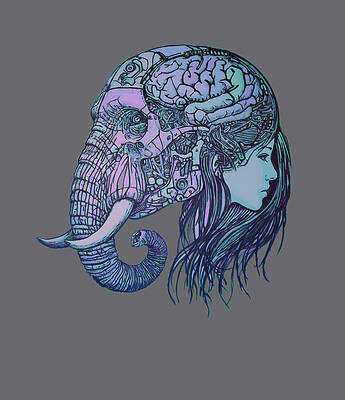 Wall Art featuring the drawing The Girl And The Elephant by David McKinney