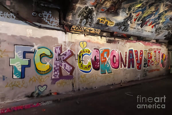 Graffito Wall Art featuring the digital art Street Art #52 - Coronavirus Pandemic by Antonios Valamontes