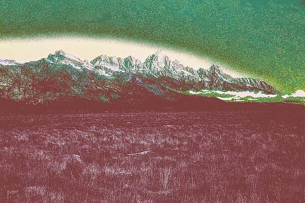 Wall Art featuring the digital art The Grand Tetons - Lichen Textures by Bruce Block