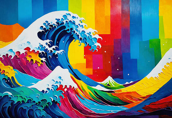 Colorful Wave Scene Digital Art