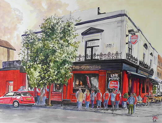Pub Wall Art featuring the painting The Gunners  Blackstock  Road Highbury  London UK by Francisco Gutierrez