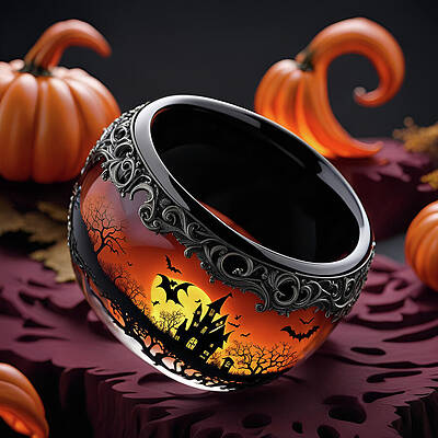 Wall Art featuring the digital art The Halloween Ring by Deb Beausoleil