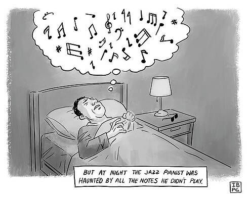 Jazz Wall Art featuring the drawing The Haunted Jazz Pianist by Pia Guerra and Ian Boothby