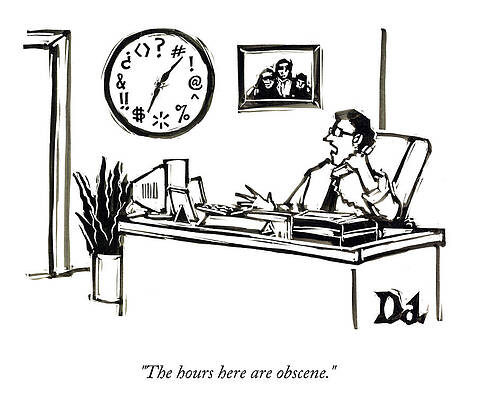 Office Worker With Obscene Clock Drawing
