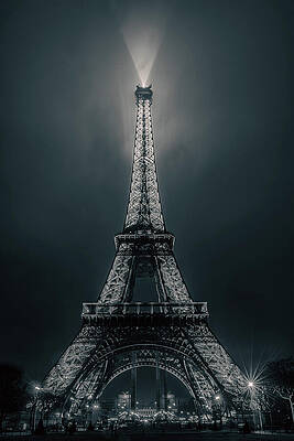 Architecture Wall Art featuring the photograph The Iconic Eiffel Tower At Night by Printed View