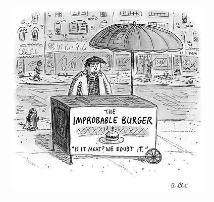 Meat Drawing - The Improbable Burger by Roz Chast
