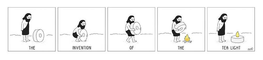 Candle Wall Art featuring the drawing The Invention Of The Tea Light by Seth Fleishman