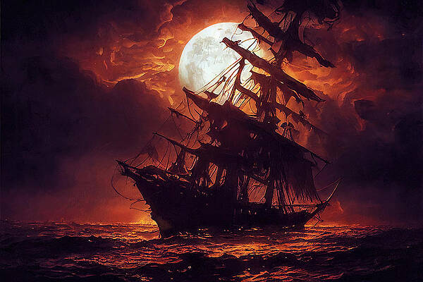 Mysterious Painting - The Journey Of The Ghost Vessel, 01 by AM FineArtPrints