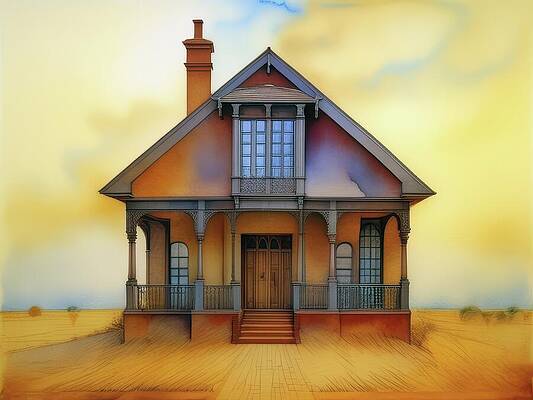 Charming Victorian House Digital Art