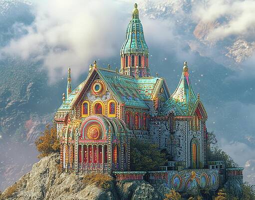 Colorful Digital Art - The Legendary Candy Castle by Eris And AI
