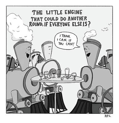 Round Drawing - The Little Engine That Could Do Another Round by Hilary Fitzgerald Campbell