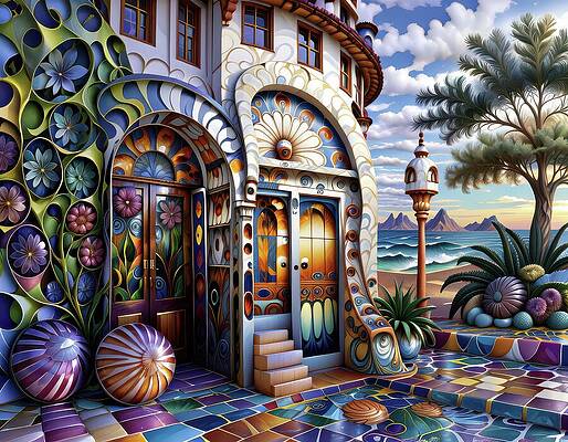 Whimsical Digital Art - The Little Store by Eris And AI